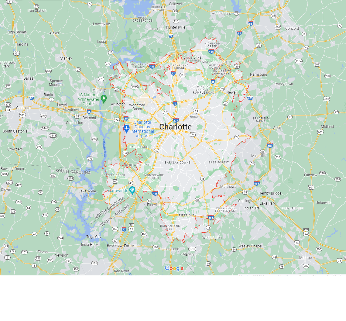 Charlotte Cleaning Service Radius Map